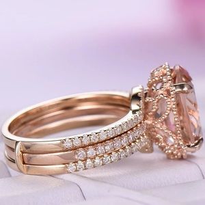 Rose Gold Morganite Engagement Wedding Ring